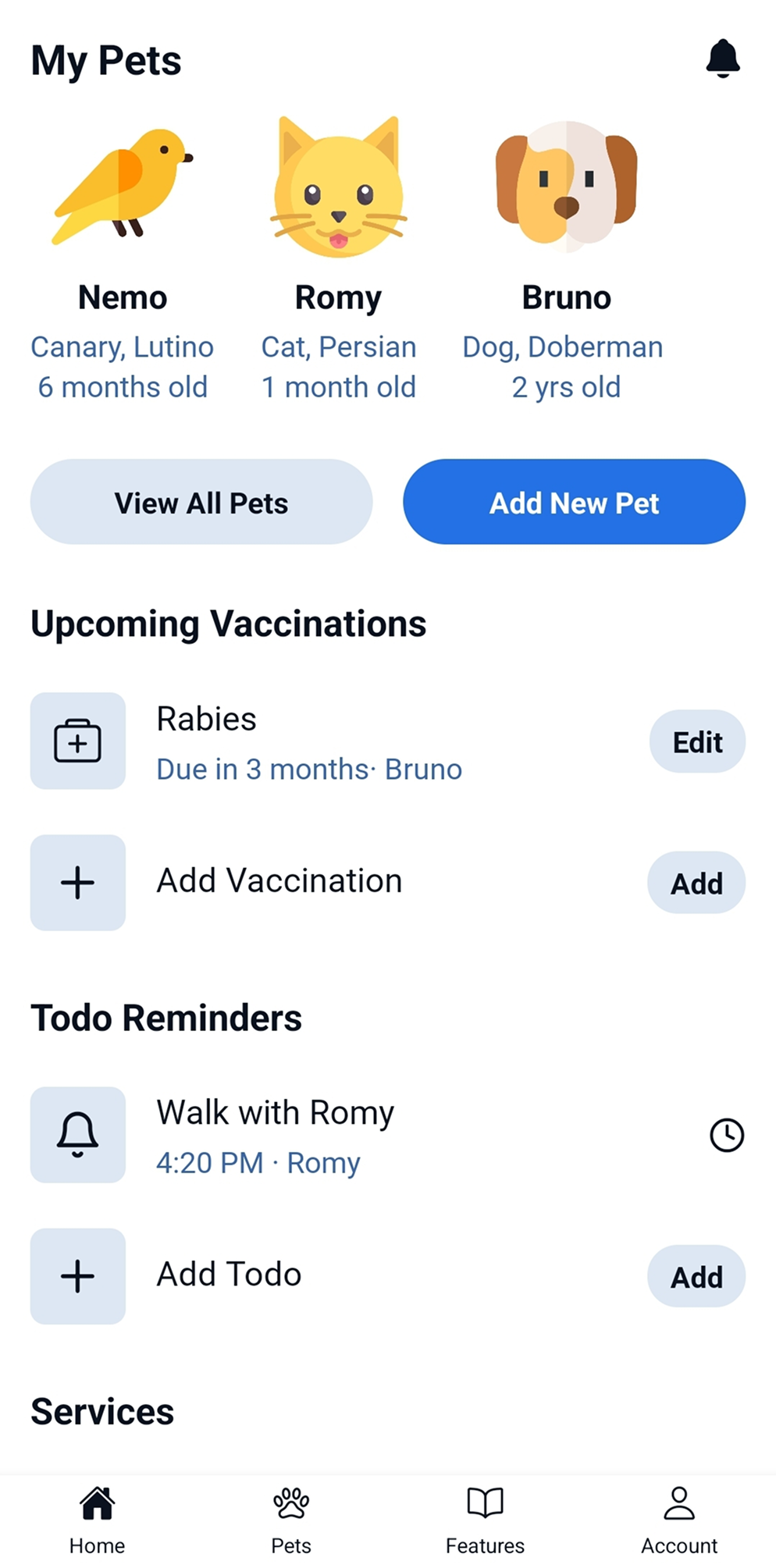 PetNoter App Dashboard